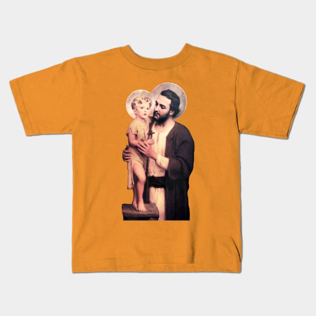 Saint Joseph and child Jesus Kids T-Shirt by Brasilia Catholic